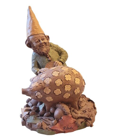 Tom Clark Gnome C. D. Signed 1984 Cairn Studios Vintage Daisy Pig Renaissance - Picture 10 of 10